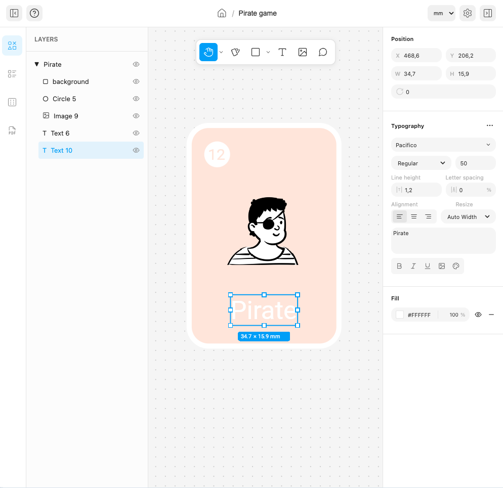 Card game maker interface