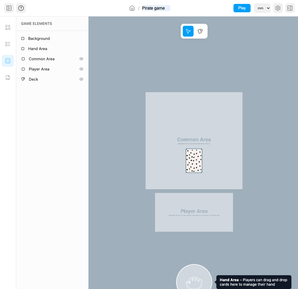 Card game maker interface